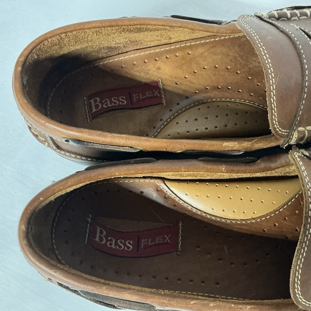 Vtg Bass Flex Commodity Mens Size 10.5m Shoes Leather Penny Loafers Brown Euc View 6
